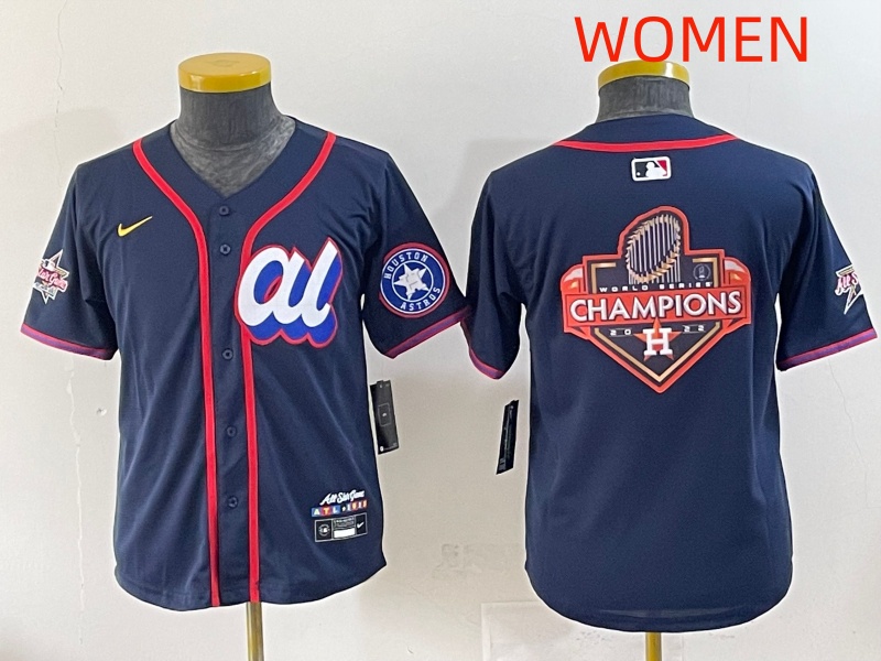 Women 2025 Houston Astros Blank Drak Blue All star Nike MLB Jersey style 002->women mlb jersey->Women Jersey